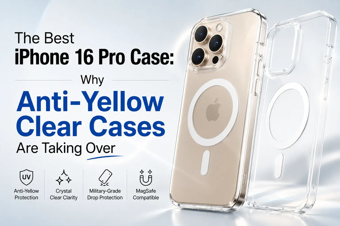 Transparent iphone 16 pro case with anti-yellow coating and strong MagSafe magnets