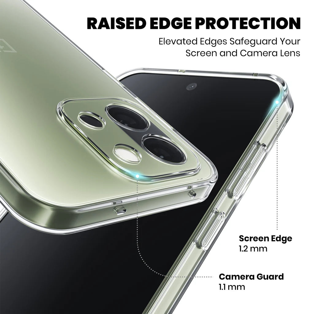 Anti-Yellow Clear Case for OnePlus 15R raised edge protection