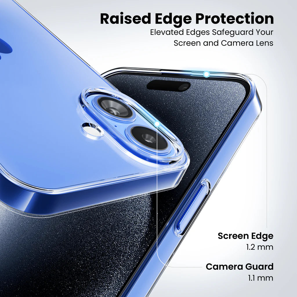 Anti-Yellow Clear Case iPhone 16 Plus raised edge protection