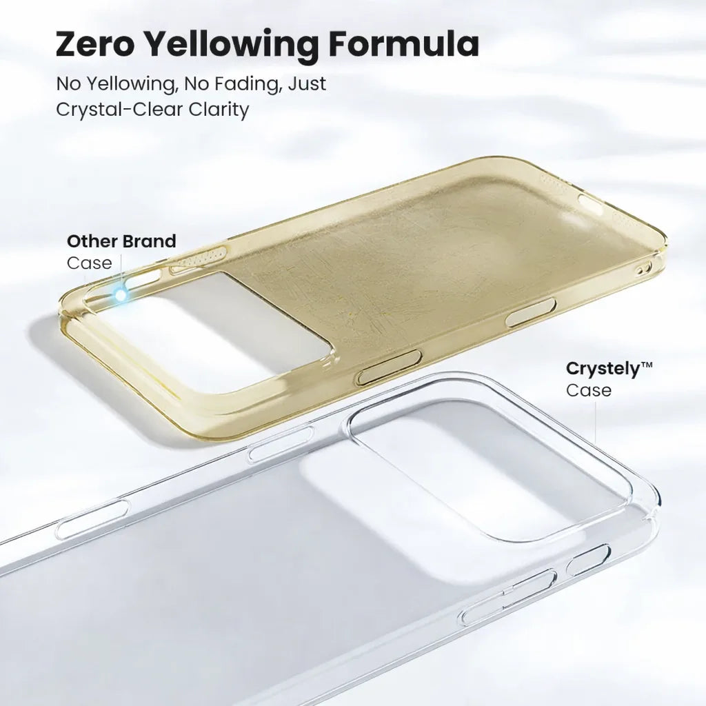 Crystely zero yellowing formula – iPhone 17 Pro Max transparent back cover