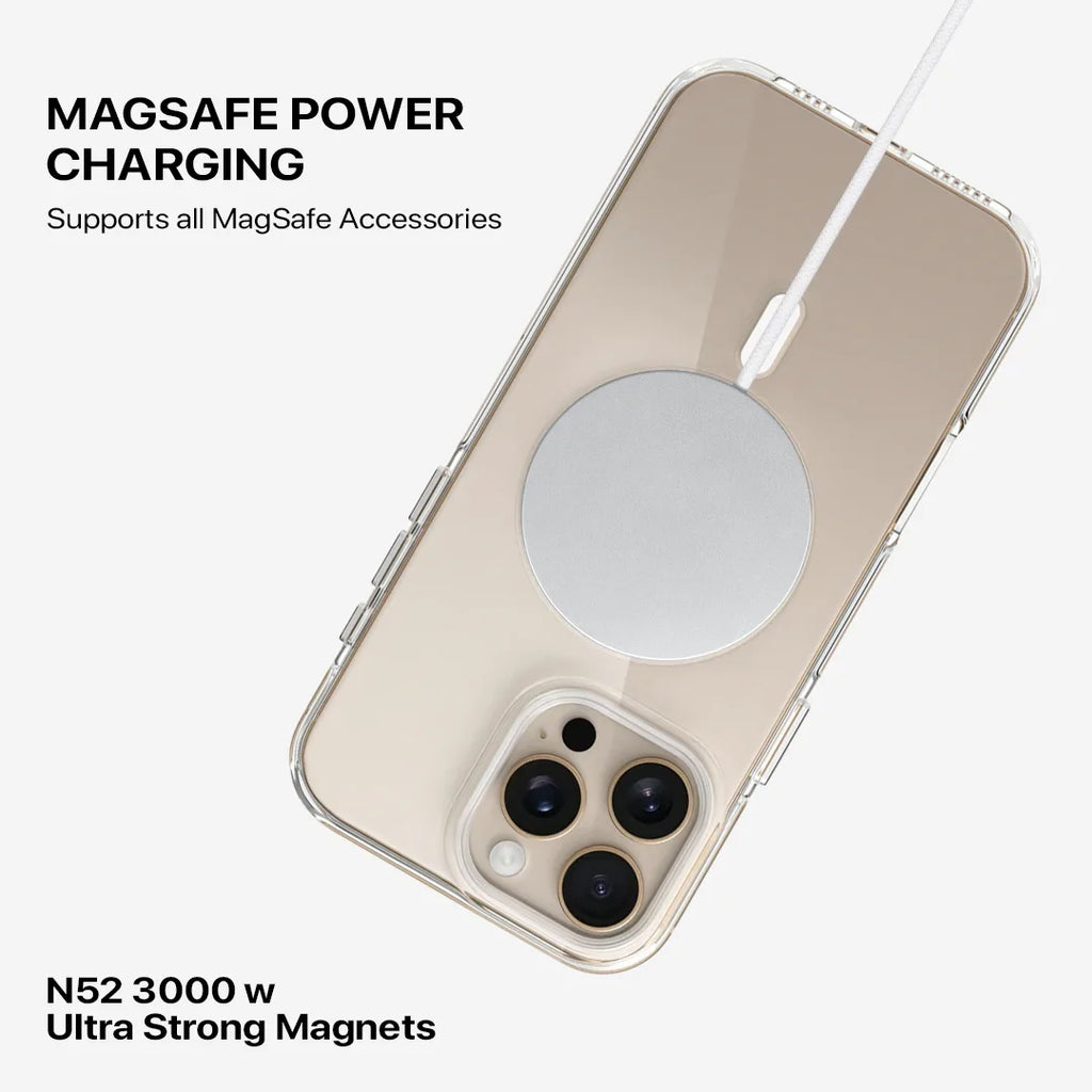 Clear iPhone 16 Pro max phone case with raised camera protection