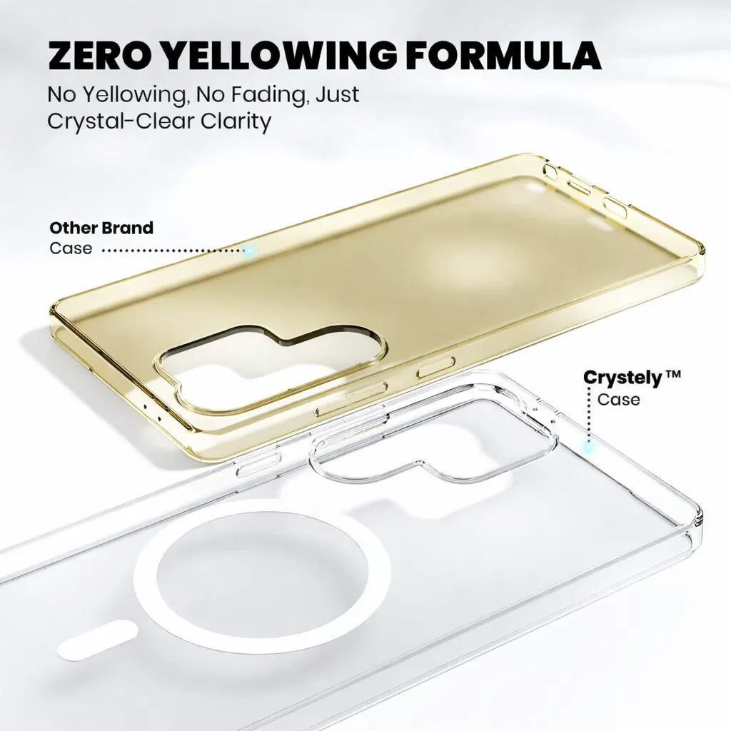Anti Yellow Magsafe Clear Case Samsung S24 Ultra crystely