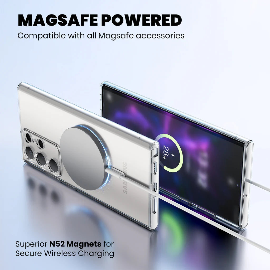 Anti Yellow Magsafe Clear Case Samsung S24 Ultra compatible with all magsafe accessories