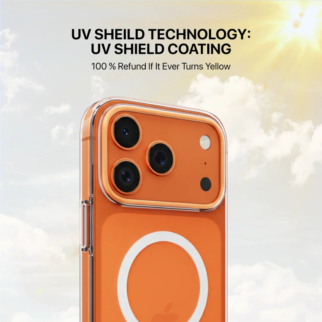 Transparent iPhone 17 Pro max back cover with UV protection