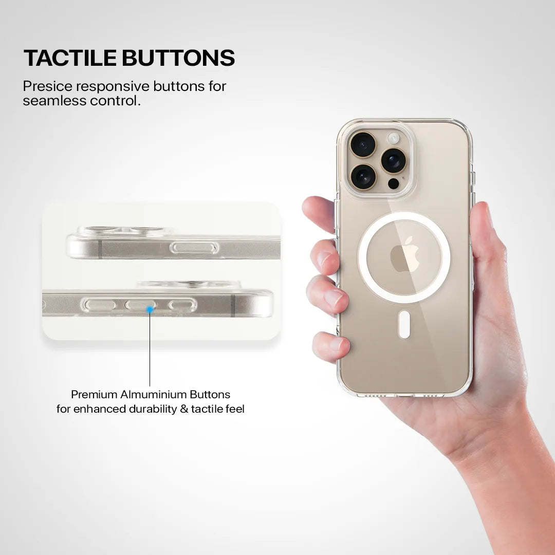 Crystal clear iPhone 15 Pro back cover with UV protection