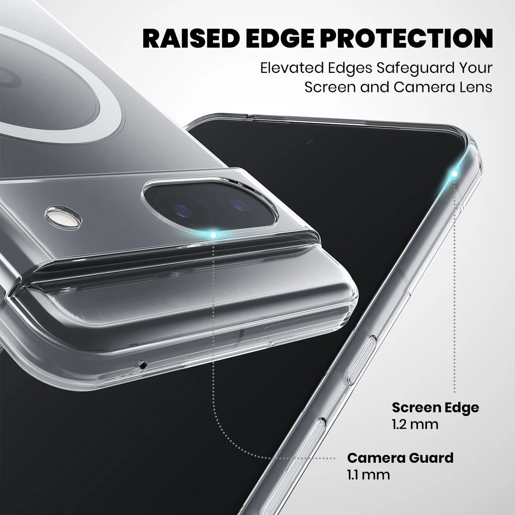 Clear Anti-Yellow MagSafe Case for Google Pixel 7A raised edge protection