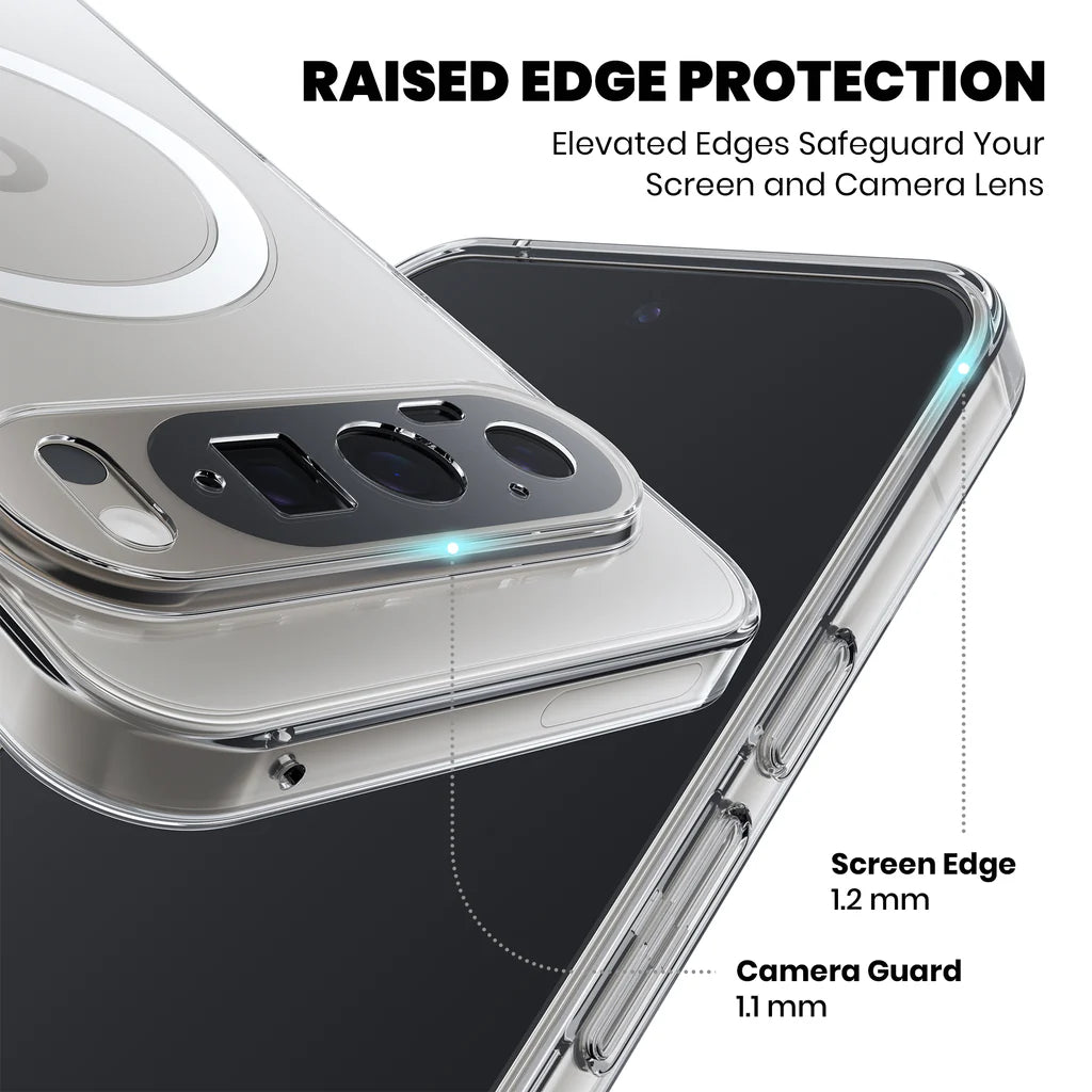 Clear Anti-Yellow MagSafe Case for Google Pixel 10 Pro XL raised edge protection