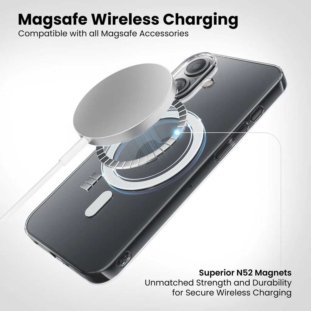 Crystely iPhone 16 Anti Yellow MagSafe Case wireless charging