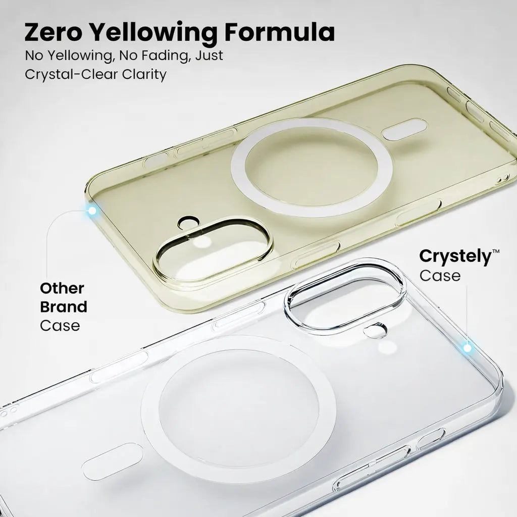 Crystely iPhone 16 Anti Yellow MagSafe Case zero yellowing formula