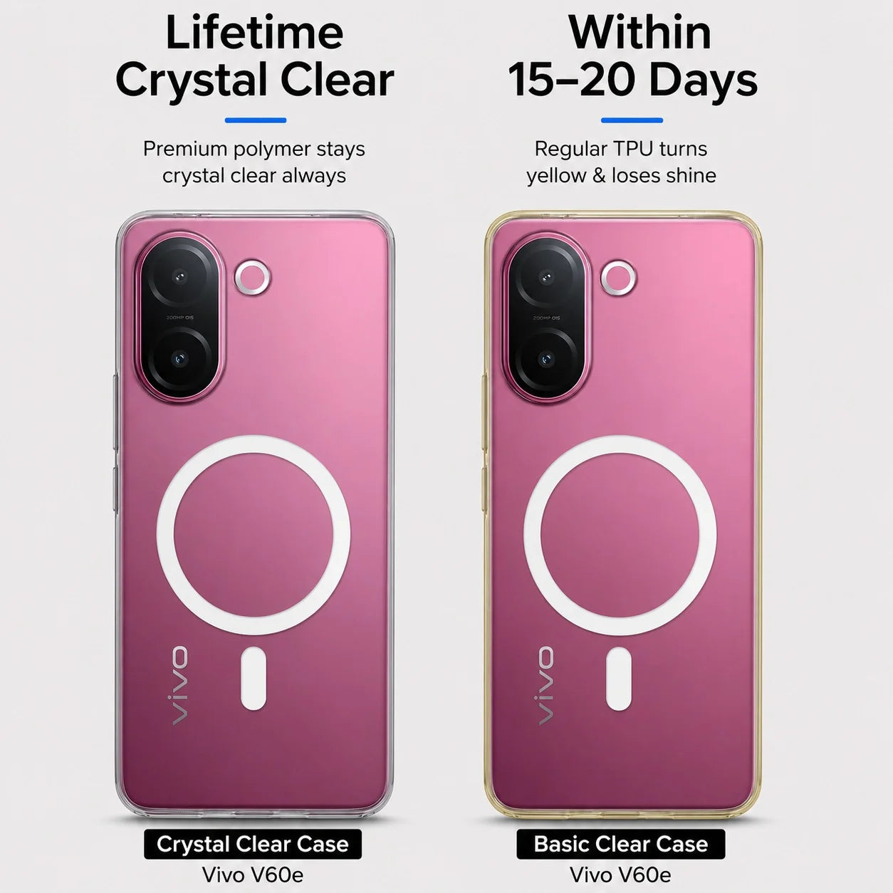 Vivo V60E - Anti Yellow MagSafe Clear Case