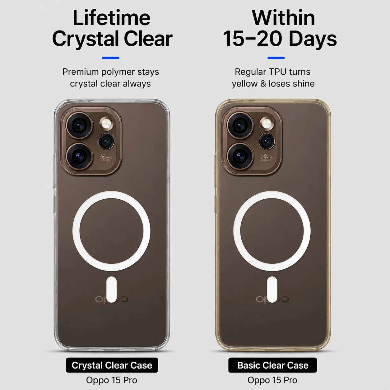 Oppo Reno 15 Pro - Anti Yellow MagSafe Clear Case