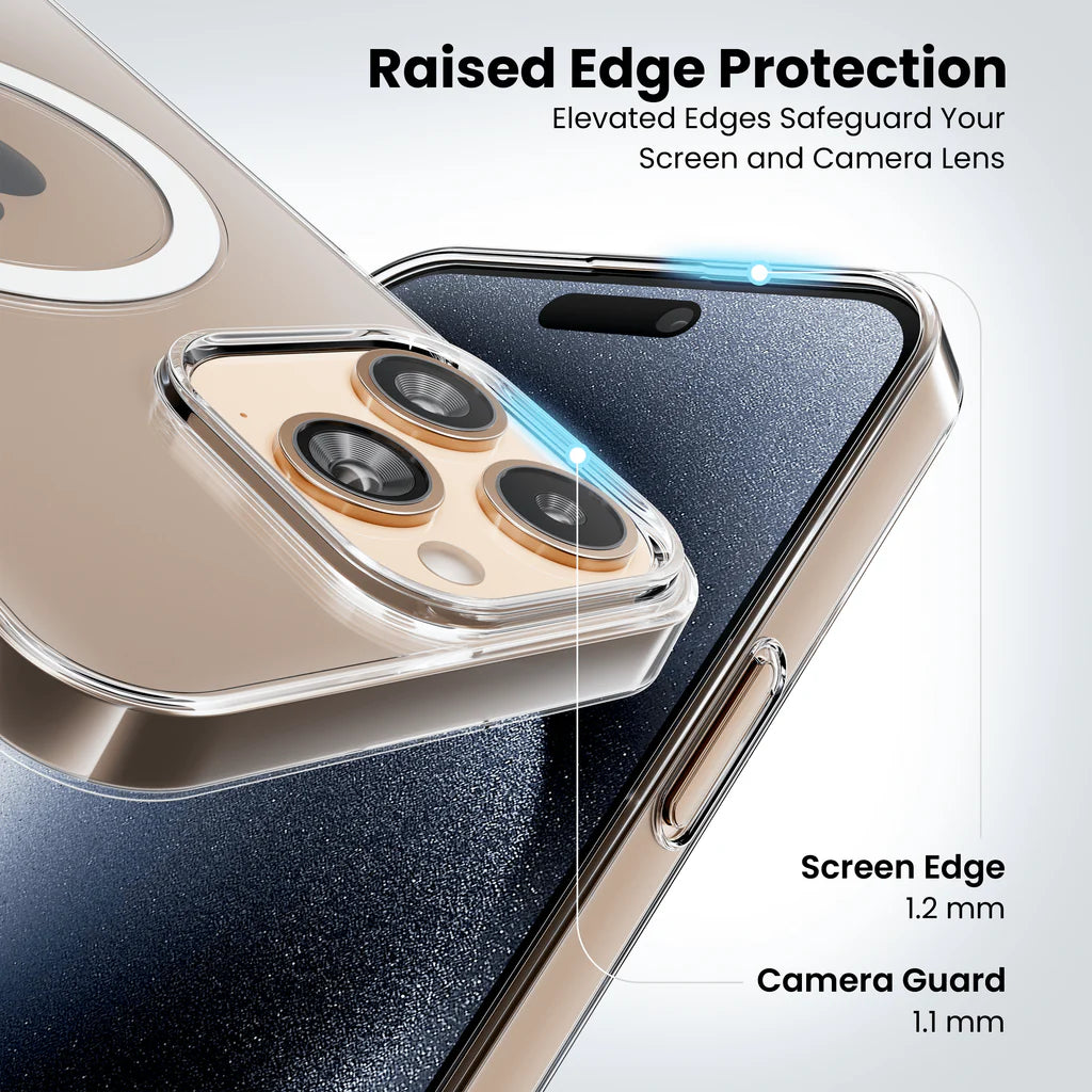 iPhone 15 Pro Anti Yellow Clear MagSafe Case raised edge protection 