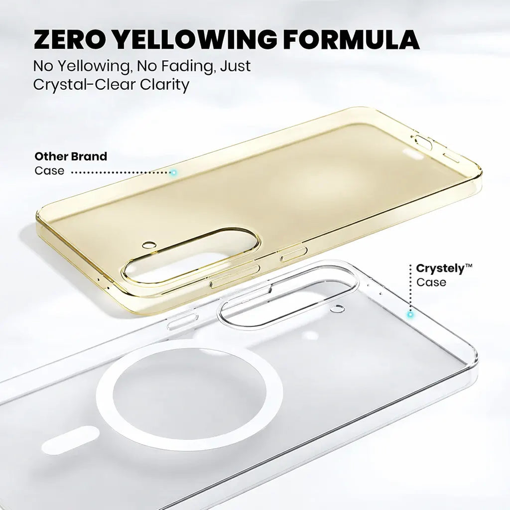 Anti Yellow Magsafe Clear Case Samsung S25 zero yellowing formula 