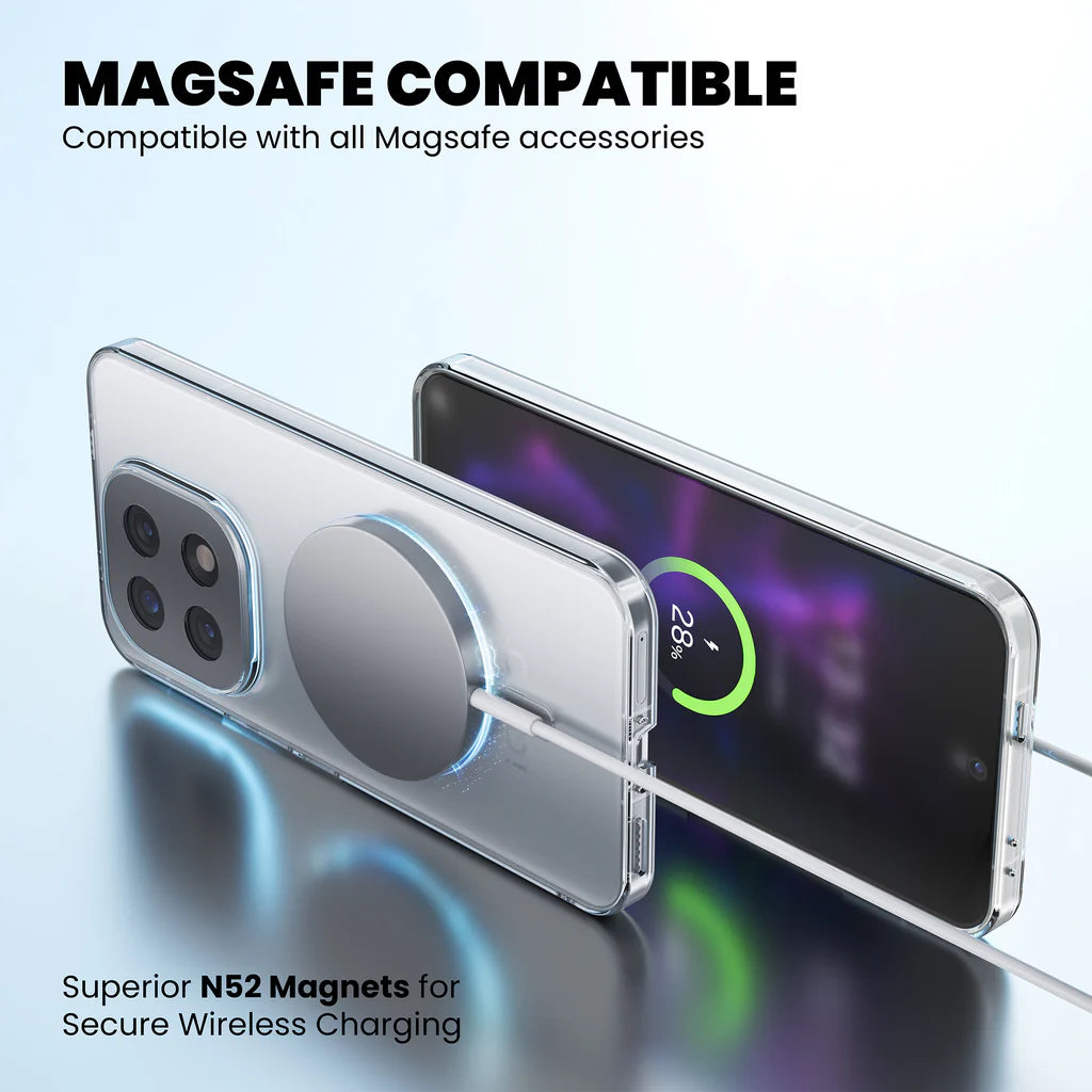 MagSafe Compatible Clear Case iQOO 15 — N52 Magnets Secure Wireless Charging