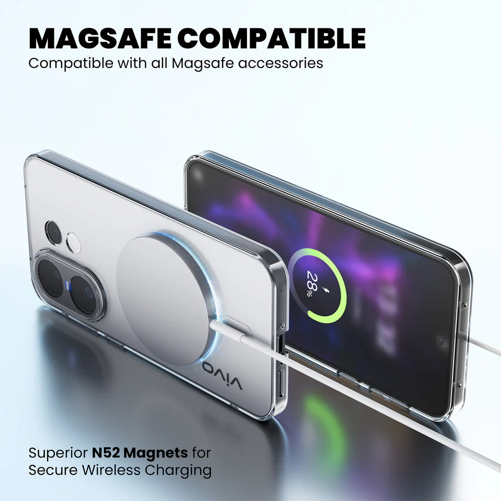 MagSafe compatible clear case for Vivo V60 – N52 magnets secure wireless charging