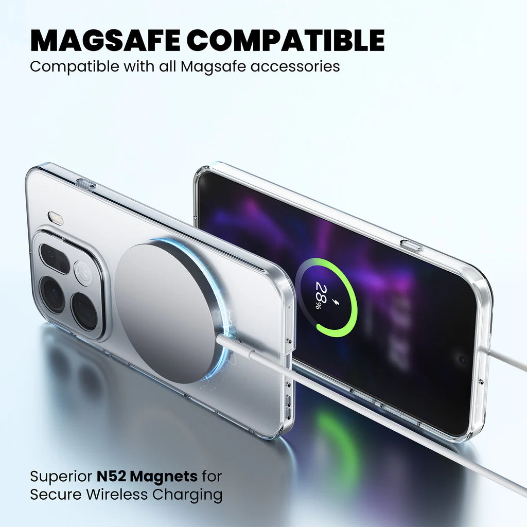 MagSafe Compatible Clear Case for OPPO Find X9 — N52 Magnets Wireless Charging
