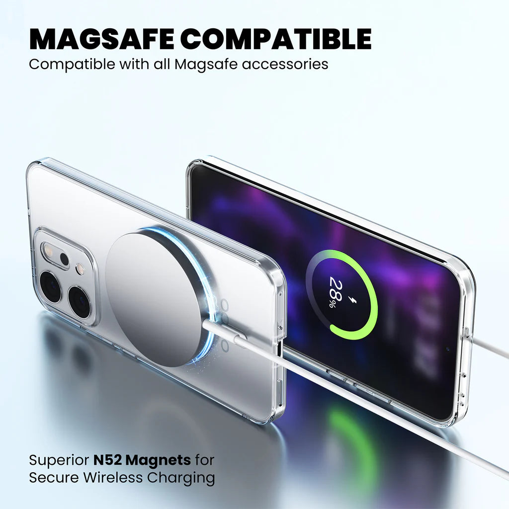 MagSafe Compatible Clear Case OPPO Reno 14 5G — N52 Magnets Secure Wireless Charging
