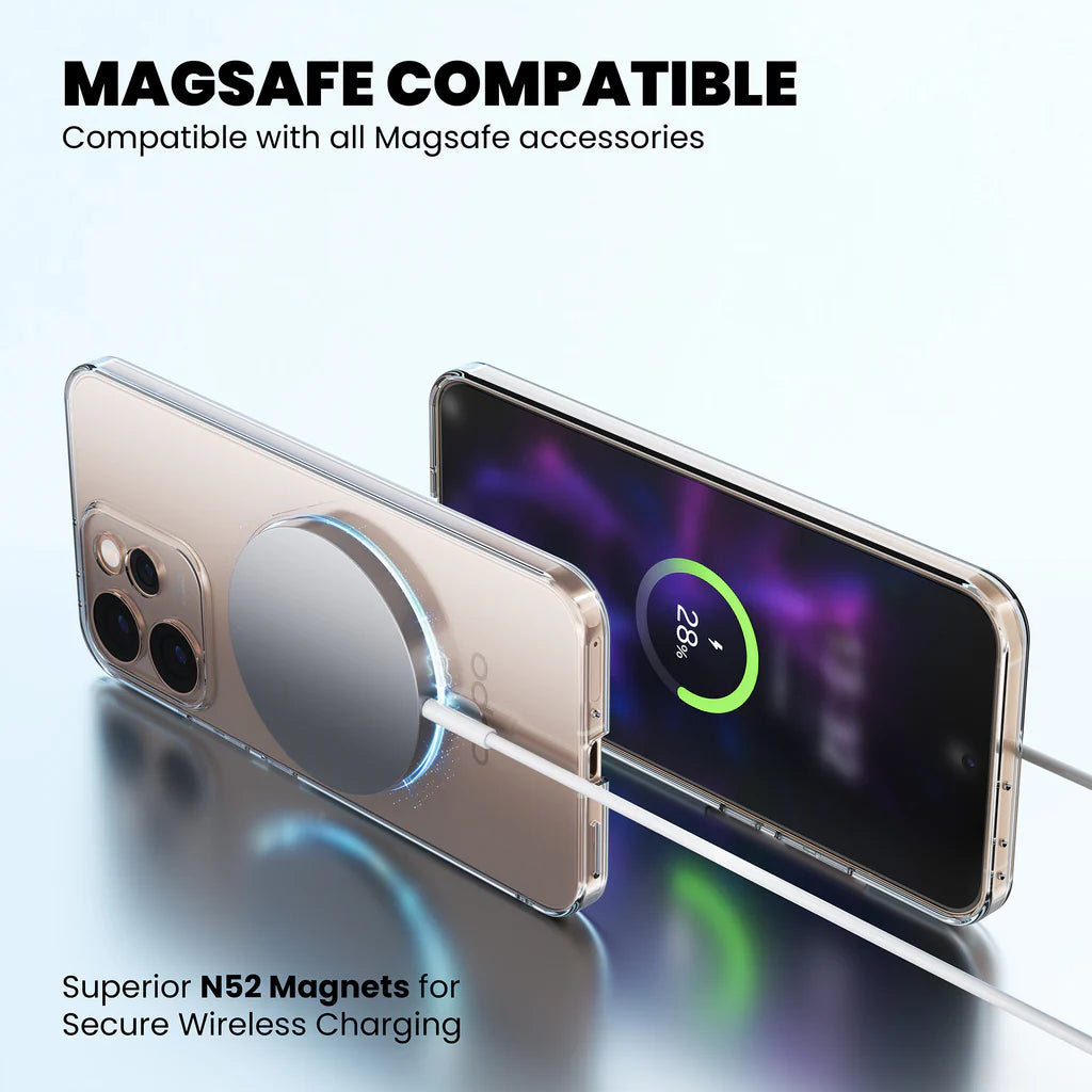 MagSafe Compatible Clear Case for OPPO Reno 15 5G — N52 Magnets Secure Wireless Charging