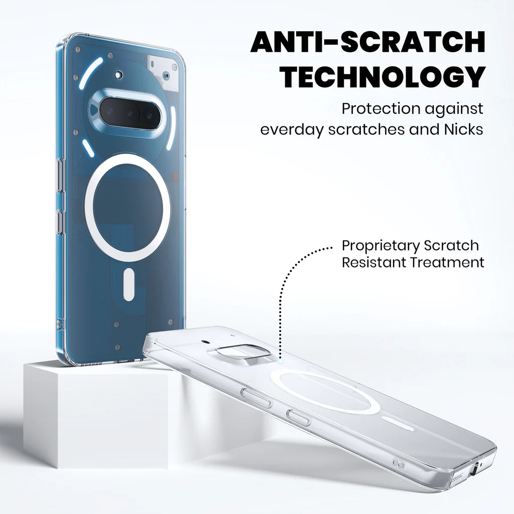 Anti-scratch technology on Crystely Nothing 3A transparent MagSafe back cover