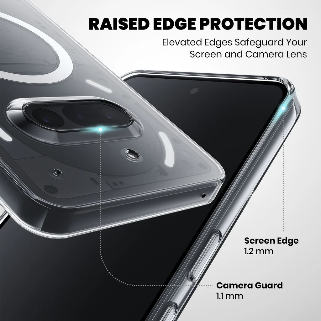 Raised edge screen and camera protection on Crystely Nothing 3A clear case