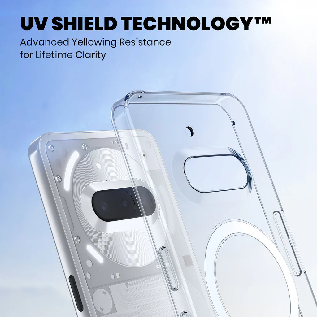 UV Shield anti-yellow technology keeps Nothing Phone 3A case crystal clear