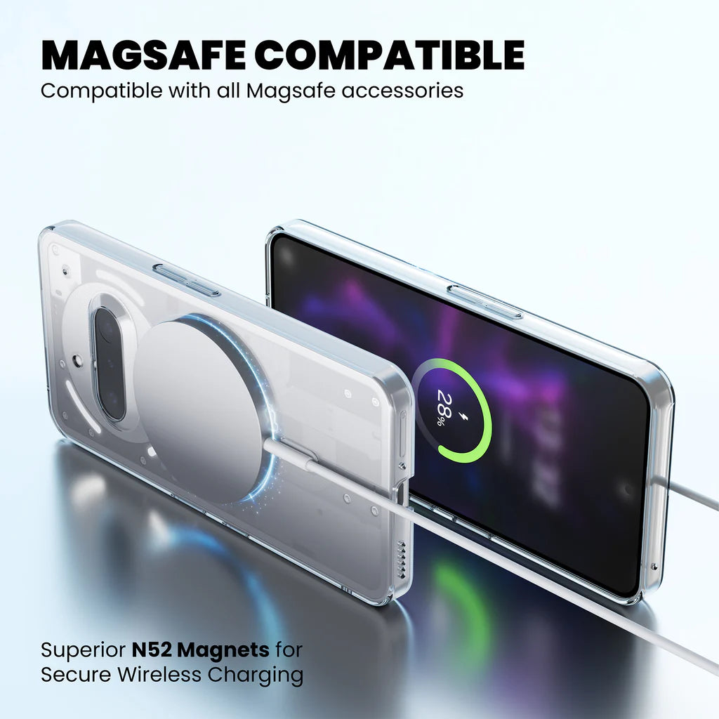 N52 magnets for MagSafe wireless charging compatibility – Nothing 3A Crystely case