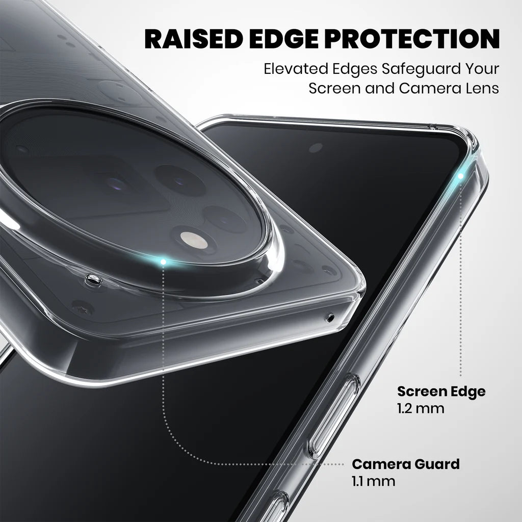 Nothing 3a Pro case raised edge protection – 1.2mm screen guard and 1.1mm camera guard elevated bezels