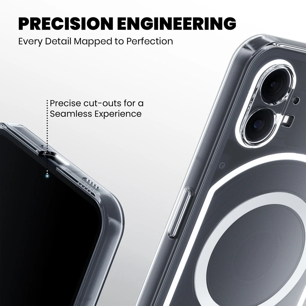 Precision-engineered cutouts on Nothing Phone 2 MagSafe clear case for seamless button and port access