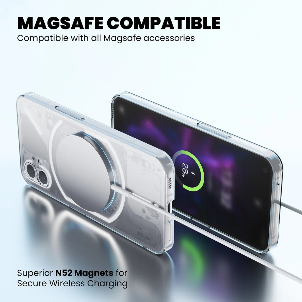 Nothing Phone 2 MagSafe clear case with superior N52 magnets for secure wireless charging