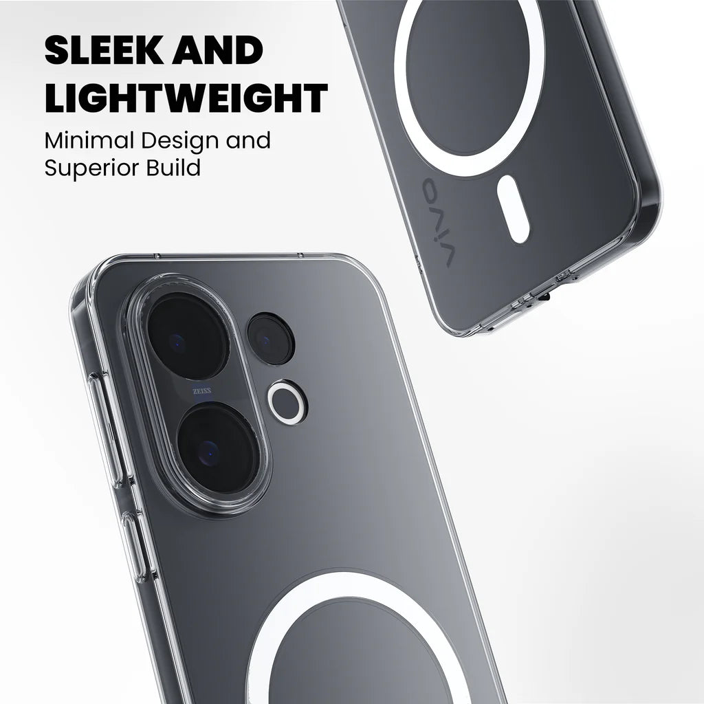 Crystely crystal clear anti-yellow MagSafe case on Vivo V60 – main product view