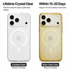 Crystely anti-yellow case vs basic clear case comparison - iPhone 17 Pro Max stays clear, regular TPU turns yellow in 15-20 days