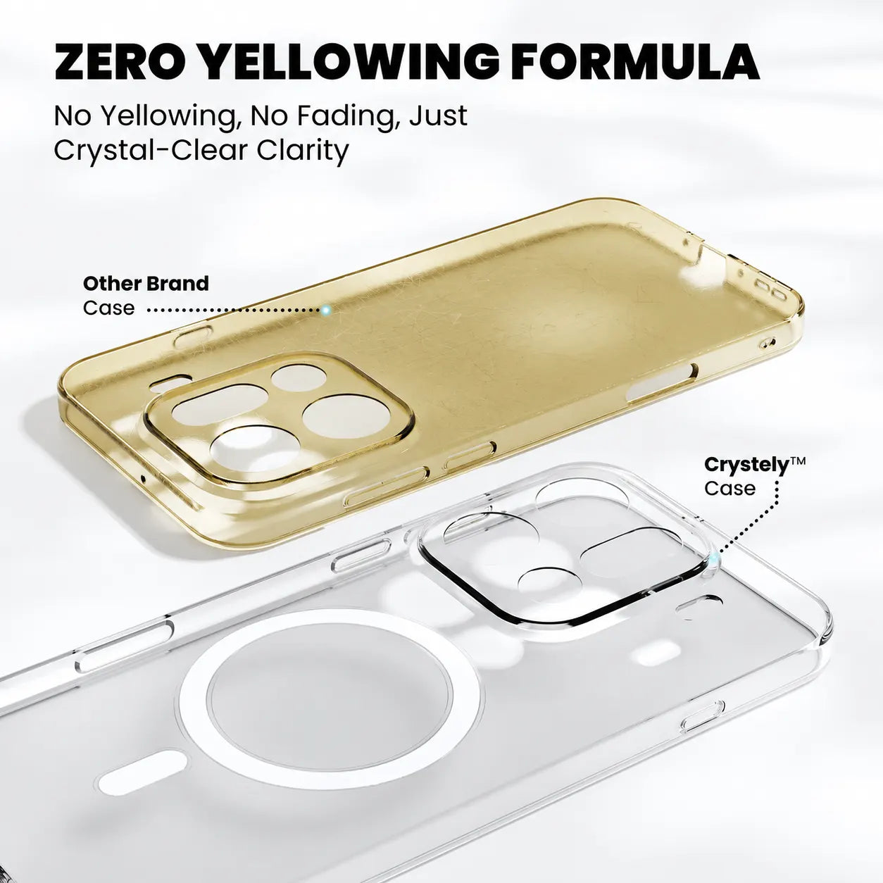 Zero Yellowing Formula — Crystely vs Other Brand Case Comparison for OPPO Find X9 