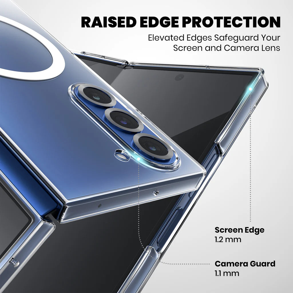 Anti-Yellow MagSafe Clear Case for Galaxy Z Fold 6 raised edge magnets 