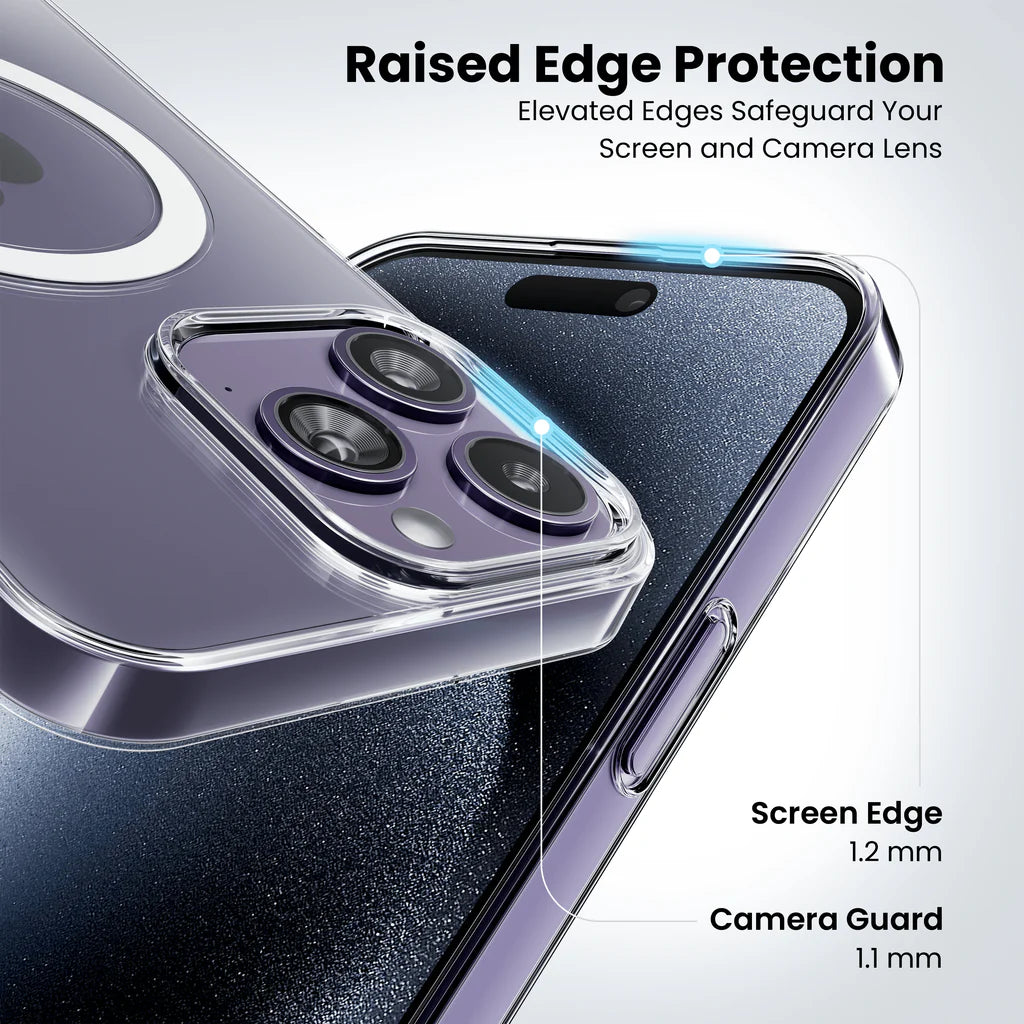 iPhone 14 Pro Max Anti Yellow Clear MagSafe Case raisde edge protection