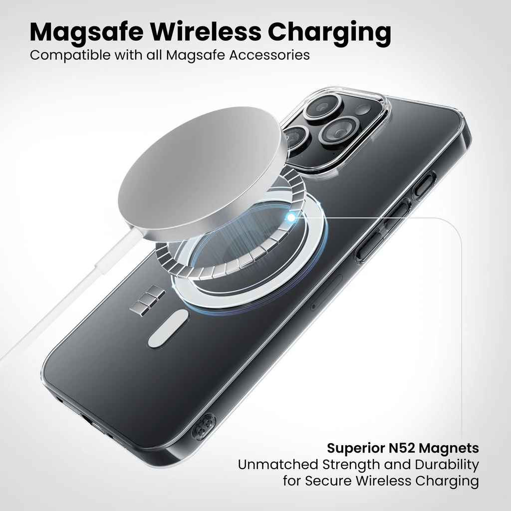 iPhone 15 Pro Max Anti Yellow Clear MagSafe Case wireless charging