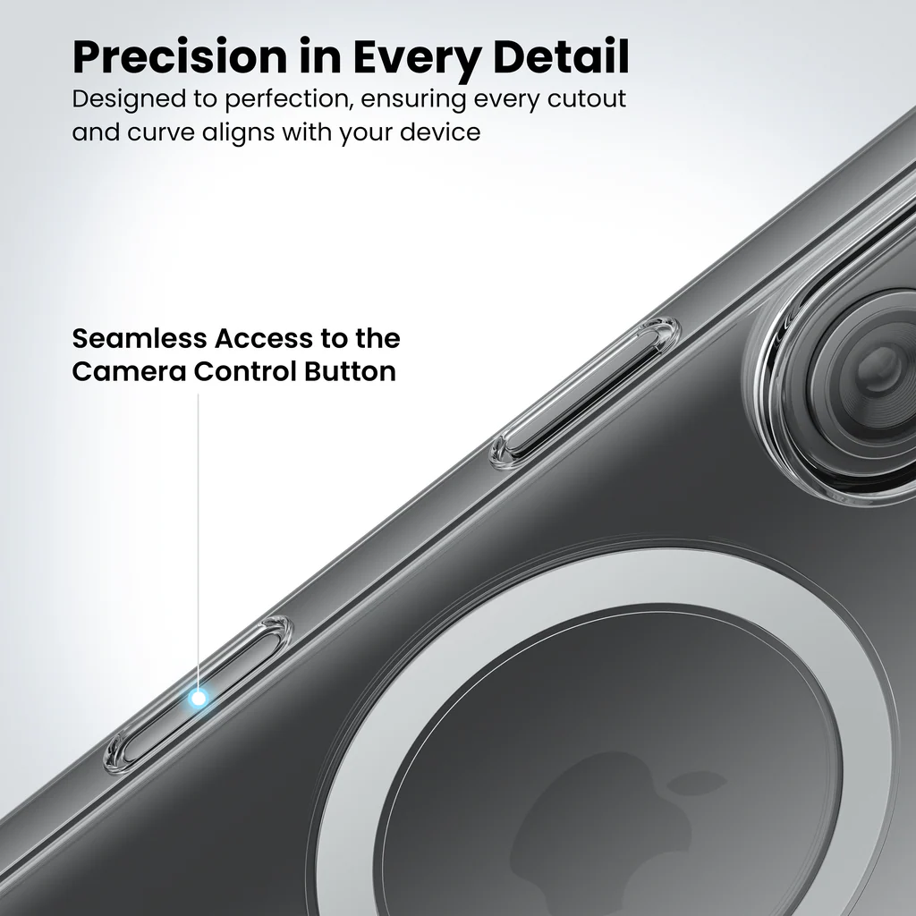 iPhone 16 Plus Anti Yellow Clear MagSafe Case seamless access to the camera control button
 