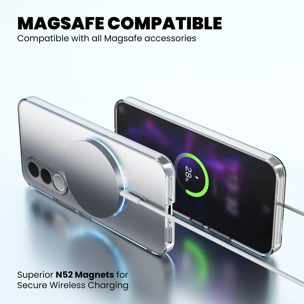 MagSafe compatible clear case Vivo V70 FE – N52 magnets for secure wireless charging
