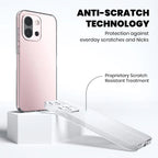 Anti-scratch clear case for OnePlus 13S shown upright and laid flat highlighting the proprietary scratch-resistant surface treatment
