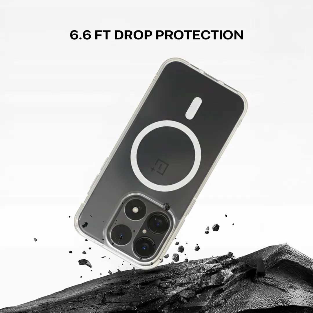 Transparent drop protection case for OnePlus 15