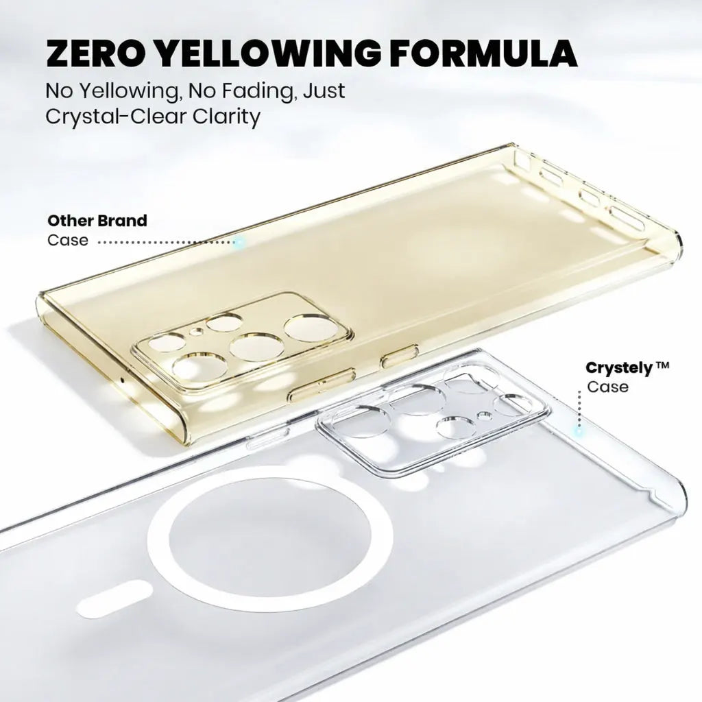 Anti Yellow Magsafe Clear Case Samsung S23 Ultra zero yellowing formula