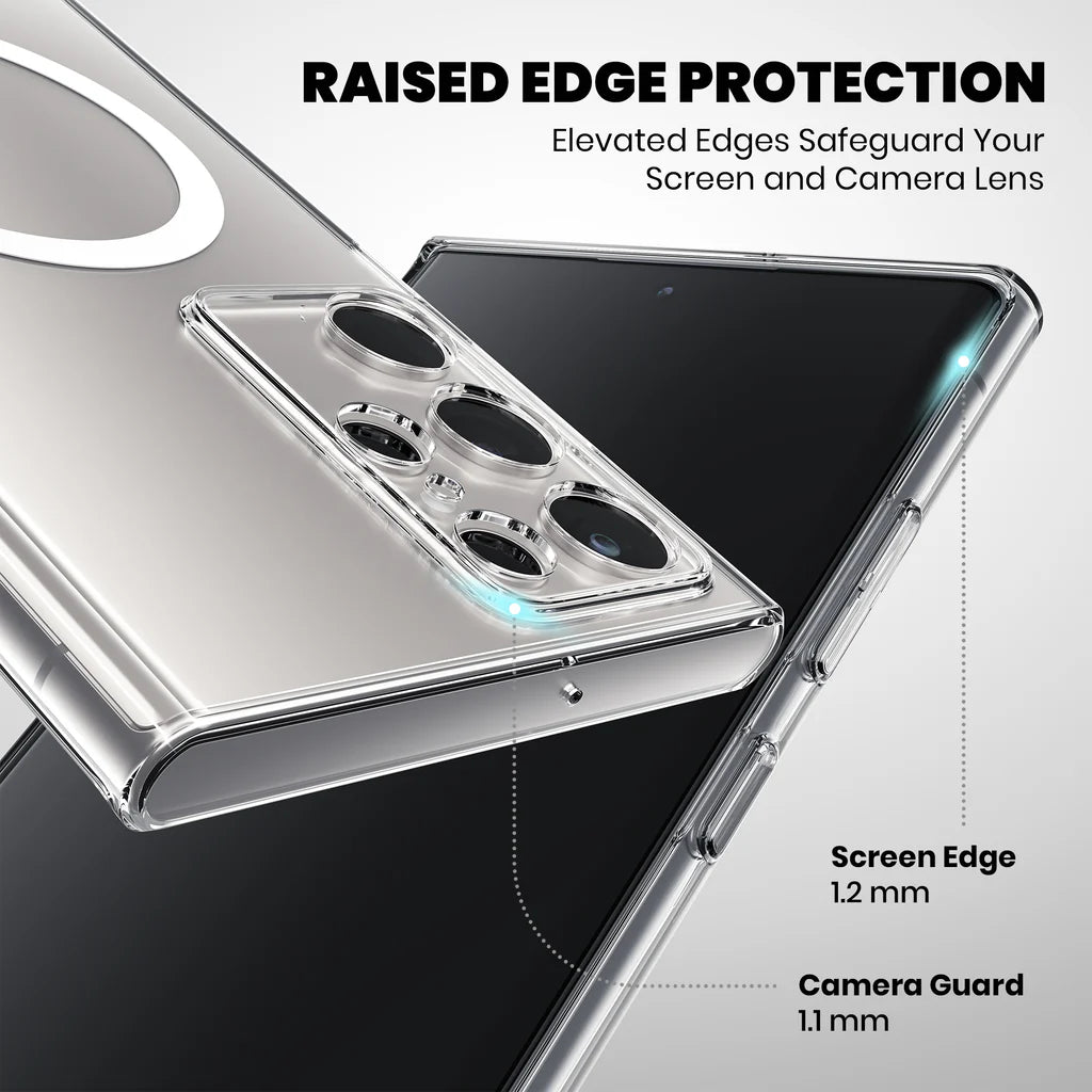 Anti Yellow Magsafe Clear Case Samsung S23 Ultra raised edge protection