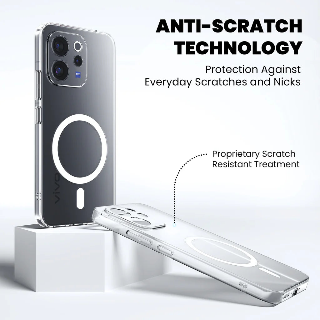 Anti-scratch technology Crystely MagSafe case Vivo V70 E – scratch resistant back coating
